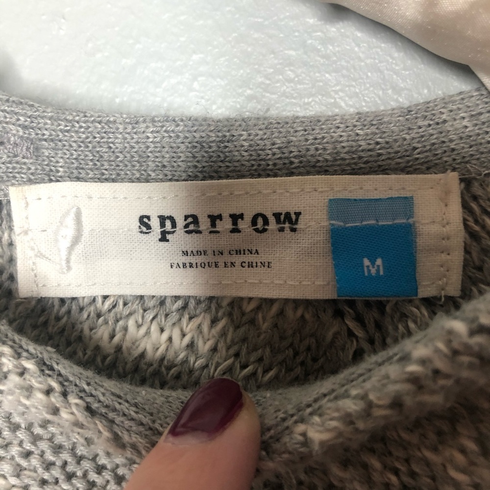ANTHRO Sparrow Slub Back Button Gray Sweater - Picture 3 of 8